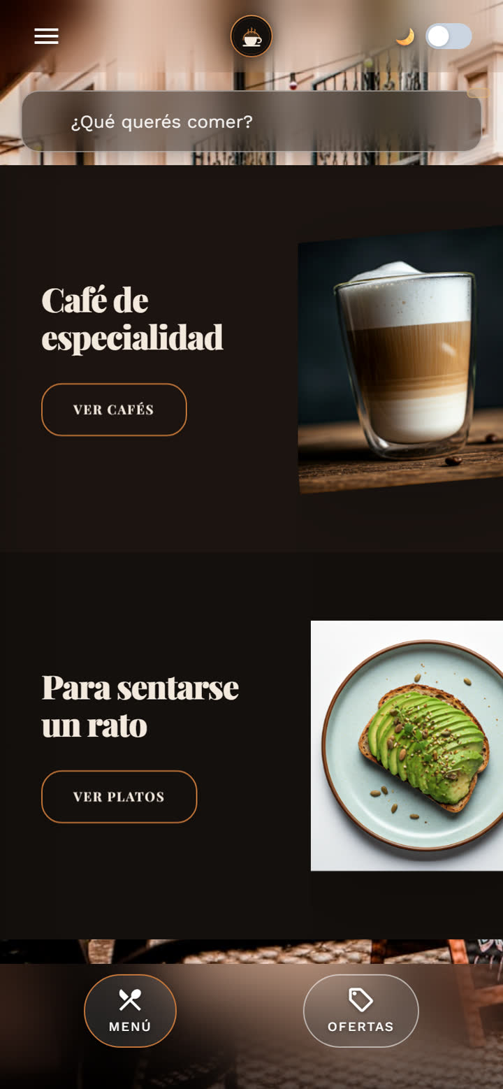Carta digital de un local vista en el celular