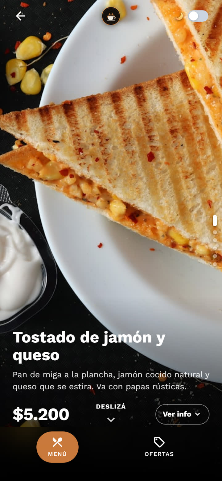 Producto a pantalla completa con foto y precio